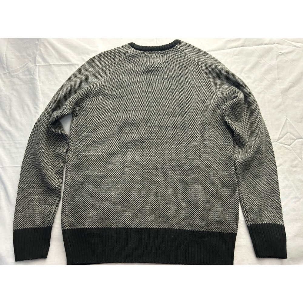 Guinness Mens Grey Black Birds Eye Knit Crewneck Sweater Pullover Medium Logo - Picture 2 of 8